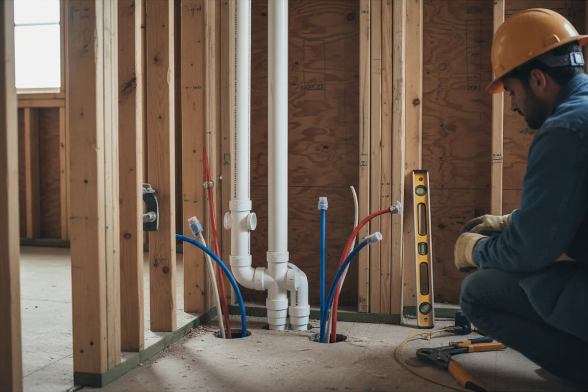 Drain and supply rough-in during Leak Detection in Firth