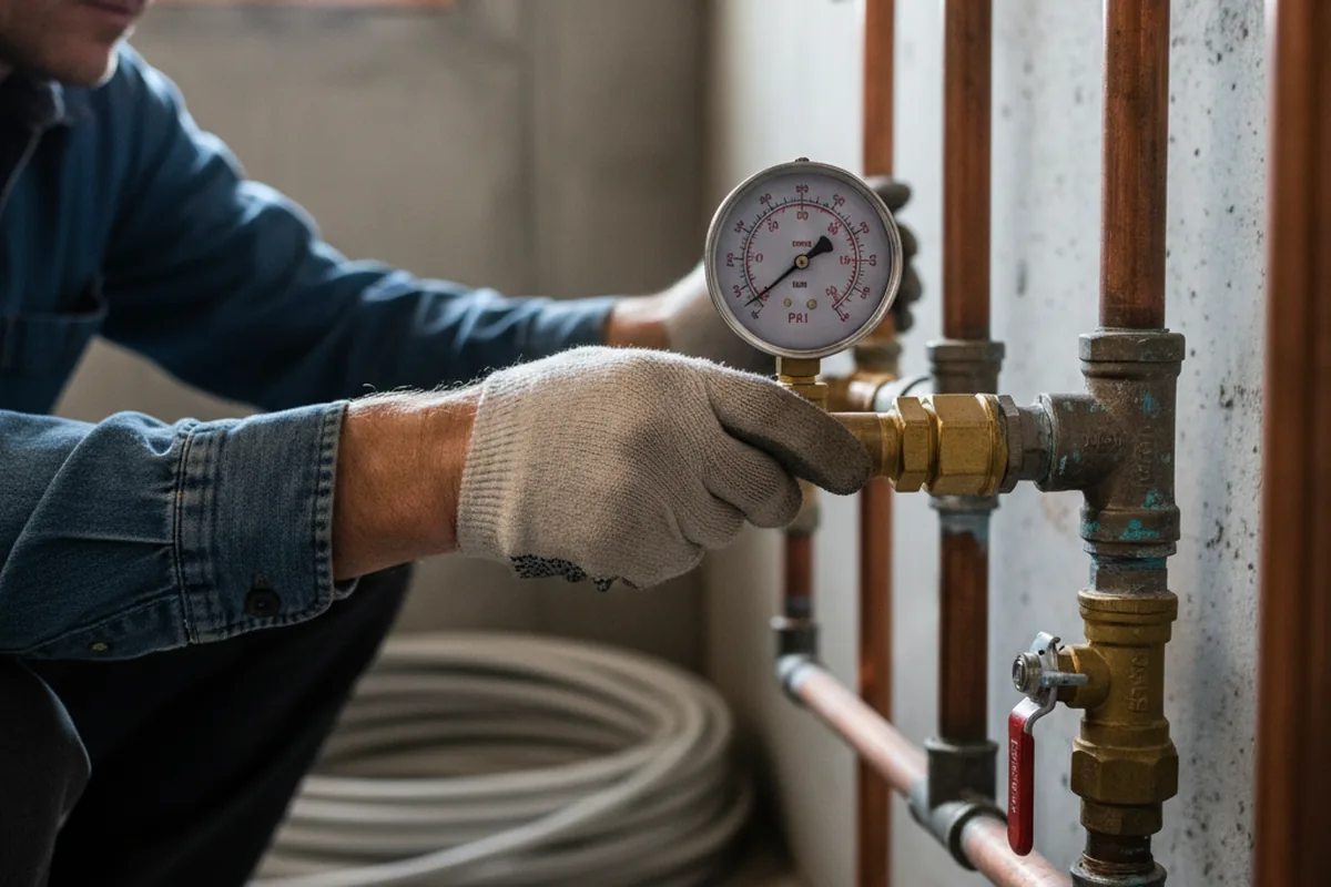 Pressure testing a repaired line during Water Line Repair in Firth
